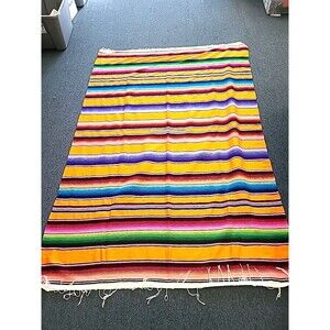 Mexico Serape Blanket Southwest Yoga Saltillo Stripe Aztec Vibrant 7'X 5' XL